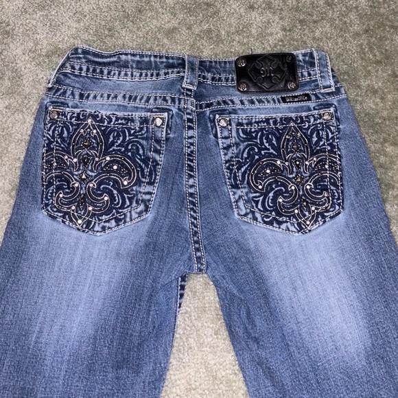 Miss me skinny jeans! Super cute mix of blue jeans with black and bling on them - Picture 6 of 6